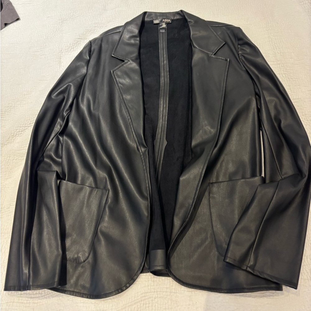 Aqua Leather Blazer